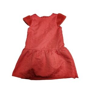 Janie and Jack Red Jacquard Faux Fur Trim Dress Size 6 Girls Occasion Party